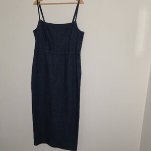Reformation Dark Blue Denim Midi Slip Dress